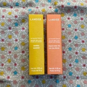 LANEIGE Lip Glowy Balm Duo - Yellow Mango & Orange Peach Iced Tea